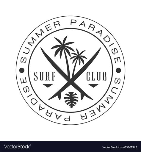 summer paradise surf club logo template black vector image