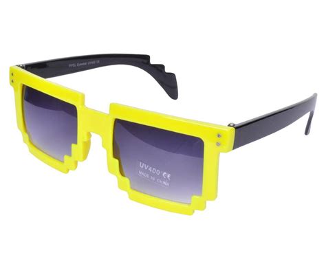 Retro 80s Style Pixel Square Geek Nerd Sunglasses Vtg Style 8 Bit