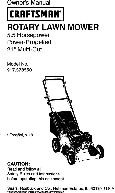 Craftsman 917378550 User Manual Gas Walk Behind Lawnmower Manuals And