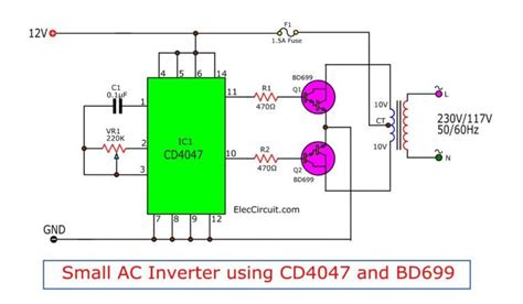 cd inverter circuit   vdc  vac electrical circuit diagram circuit