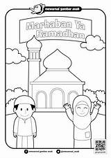 Marhaban Ramadhan Mewarnai Sketsa Hari Ramadan Bedug Bulan Lembar Tpa Papan Datang Eid sketch template