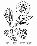 Color Coloring Number Pages Flowers Numbers Kids Flower Colors Drawing Colorful Learning Activity Easter Printable Learn Summer Colouring Clipart Heart sketch template