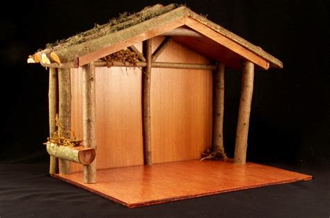 rustic wooden nativity stable