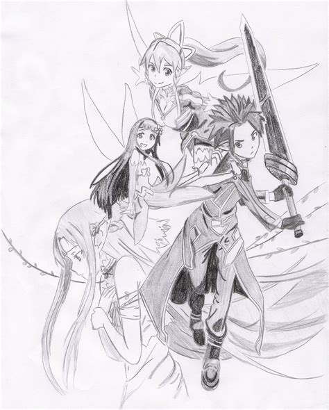 Sword Art Online Kirito Asuna Yui And Leafa By