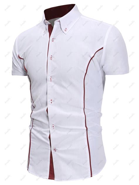 contrast trim button  casual shirt  white dresslily