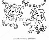 Monkey Cartoon Monkeys Outline Coloring Drawing Line Book Illustration Baby Vector Shutterstock Drawings Stock Clip Cute Pages Swinging Draw Books sketch template