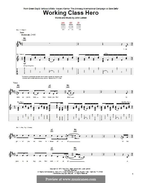 working class hero by j lennon sheet music on musicaneo