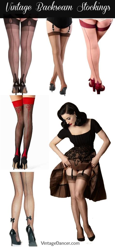 shop vintage backseam stockings nylons tights thigh highs in black nude or nylons et collants