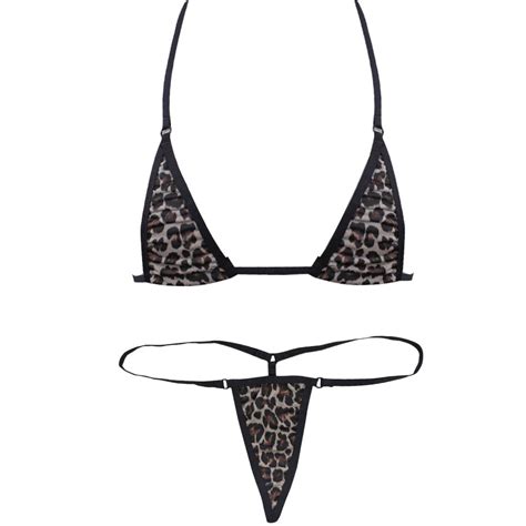 Msemis Women’s Sexy Extreme Micro Bikini Lingerie Set Leopard Swimsuit