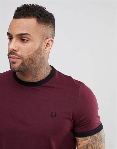Lyst Fred Perry Slim Fit Ringer T Shirt In Burgundy In Red For Men