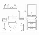 Bathroom Coloring Sketch Outline Interior Vector Linear Toilet Side Room Style Dreamstime Illustrations Vectors sketch template