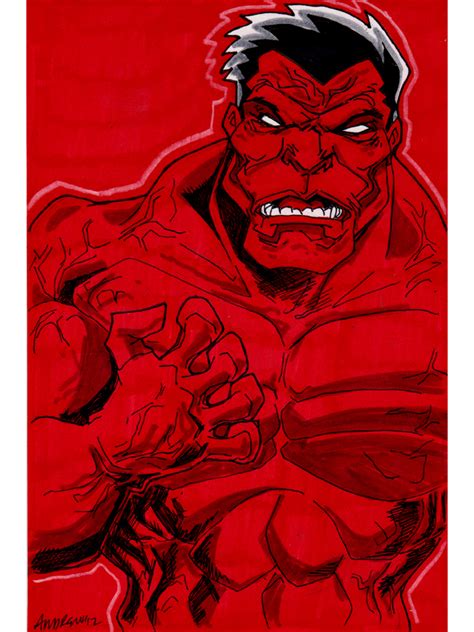 sketch    red hulk  misfitcorner  deviantart