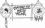 Chinese Year Coloring Pages Clipart Colouring Animals Lanterns Library sketch template