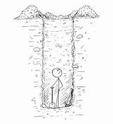 Hole Deep Cartoon Man Clipart Dig Inside Trapped Well Water Ground Vector Alone Clipground Vectors sketch template