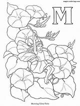 Coloring Fairy Flower Alphabet Pages Fairies Morning Glory Colouring Book Letter Letters Magic Adults Adult Gif Print Printable Elfes Elfen sketch template
