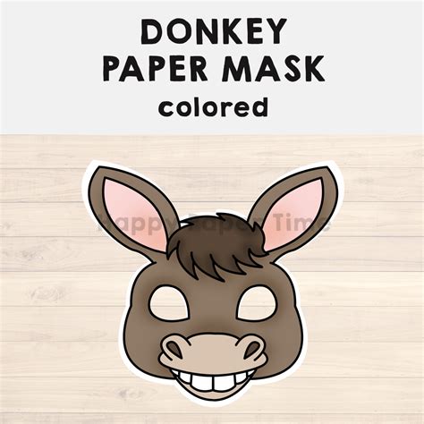 donkey paper mask printable farm nativity animal craft activity costume