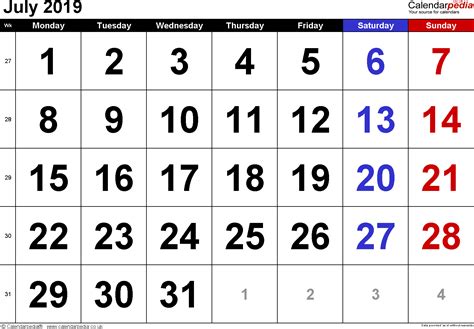 calendar july  uk bank holidays excelpdfword templates