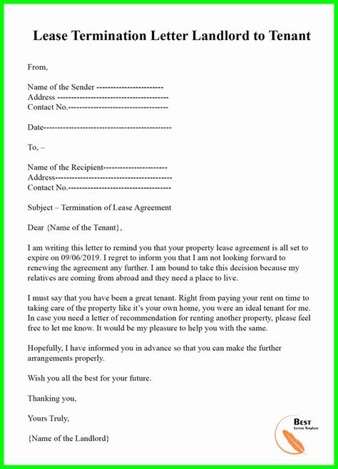 landlord lease termination letter fresh lease termination letter