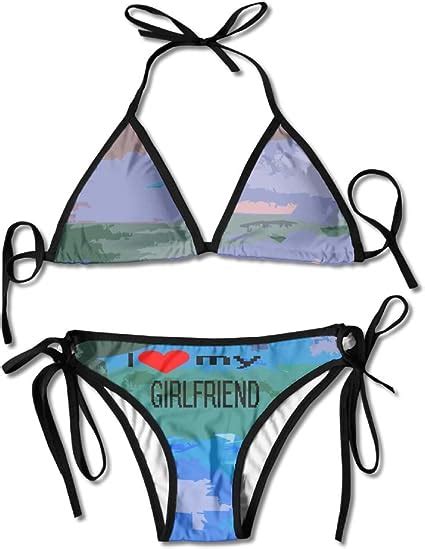 Dewftfr I Love My Girlfriend Bikini Padded Swimsuit For