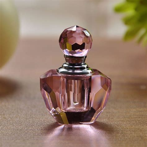 lovely small pink crystal perfume bottle