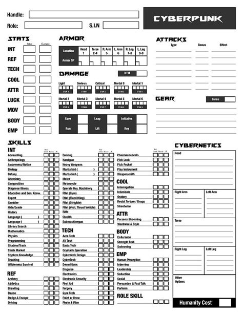 Cyberpunk Red Character Sheet Printable 2023 Calendar Printable