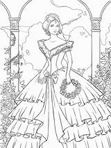 Pages Coloring Victorian Woman Printable sketch template