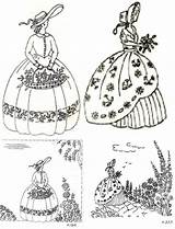 Embroidery Crinoline Transfer Lady Etsy Patterns Vintage Belle Southern Deighton Sold sketch template