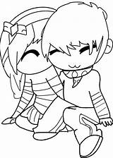Chibi Couple Lineart Anime Deviantart Template Drawings Coloring Pages sketch template