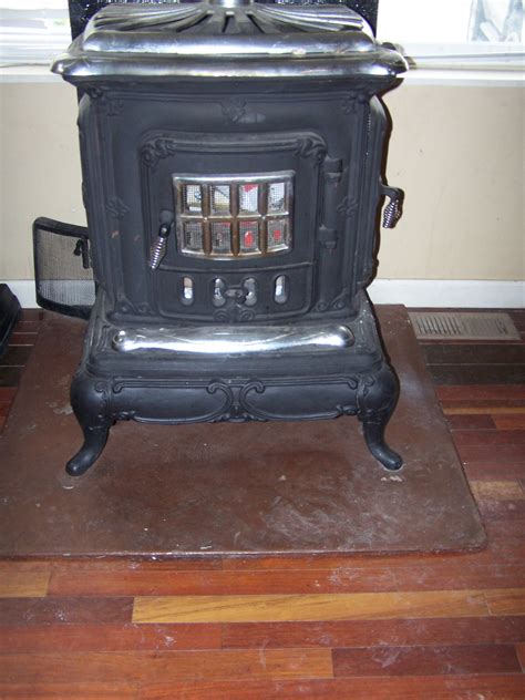 antique cast iron wood burning stove  chrome lid instappraisal