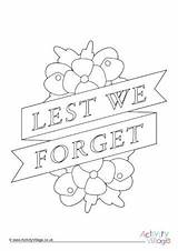 Colouring Pages Forget Lest Anzac Poppy Remembrance Coloring Poppies Colour Activityvillage Banner Print Children Activity sketch template