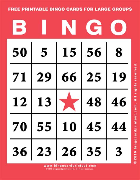 printable number bingo cards  large groups printable bingo cards