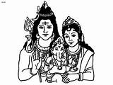 Shiva Parvati Shiv Hindu Parvathi Shivaratri Goddesses Ganesh Ganesha Maha Mythology Siva Iweky sketch template