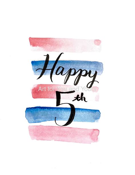 printable happy  greeting card blue  pink watercolor etsy