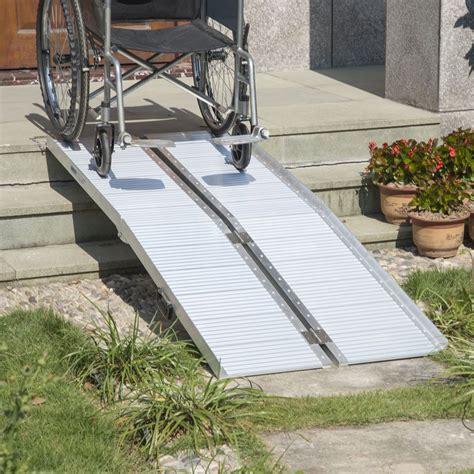 ft wheelchair ramp stairs ramps easy carrier portable compact silver  portable wheelchair