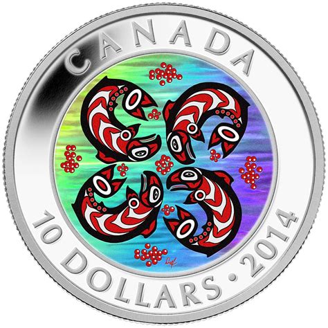 2014 10 fine silver coin first nations art salmon