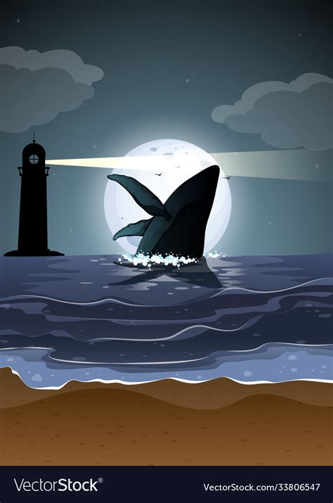 humpback whale  nature scene silhouette vector image