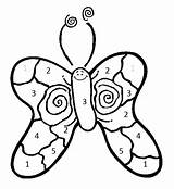 Math Coloring Pages Color Kids Number Butterfly Printable Subtraction sketch template