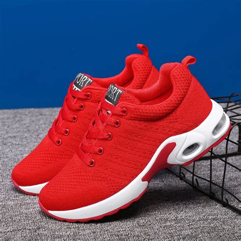 running shoes women sneakers red air mesh outdoor athletic walking sport tennis trainers shoes