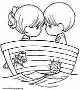 Coloring Pages Couple Cute Boat Kids Book Lake Precious Moments Ship Color Drawing Printable Beautiful Colouring Boy Books Girl Sheets sketch template