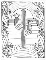 Coloring Pages Desert Sunset Cactus Printable Plants Color Scene Nature Adult Print Kids Adults Easy Landscapes Landscape Sheets Phone Books sketch template