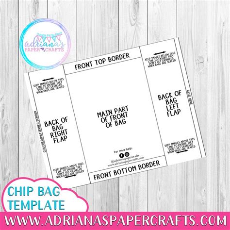 downloadable  printable chip bag template