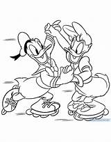 Donald Daisy Coloring Duck Pages Disneyclips Rollerskating Funstuff sketch template