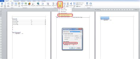 microsoft word changing page numbers   table  contents