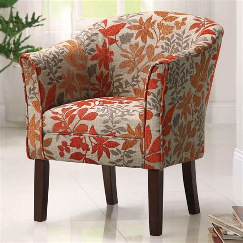 floral upholstery tapered legs walnut accent chair