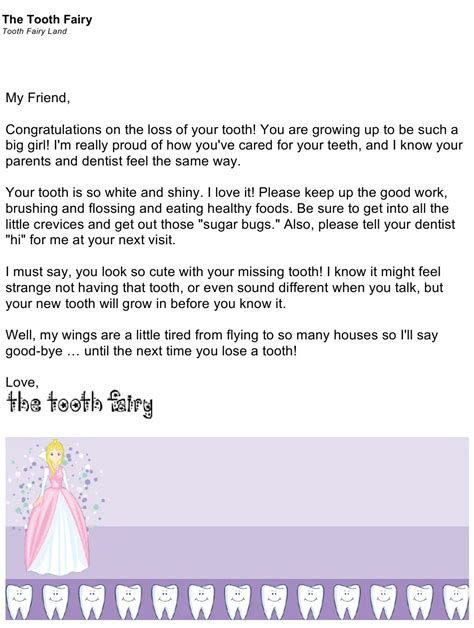 tooth fairy letterhead tooth fairy letter blank printable