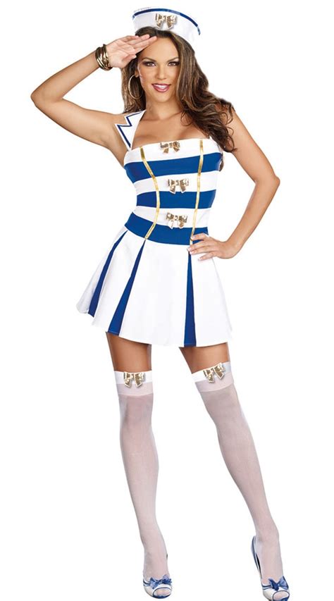 2017 new sexy white blue sailor costume women halloween