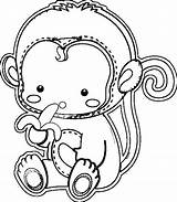 Monkey Coloring Pages Color Getcolorings Print Baby sketch template