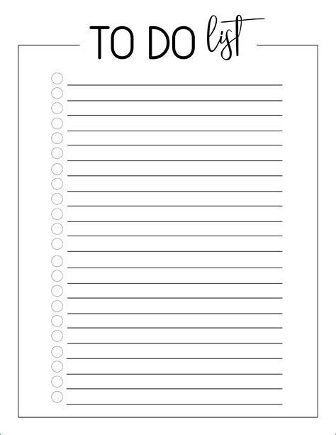 printable   list template