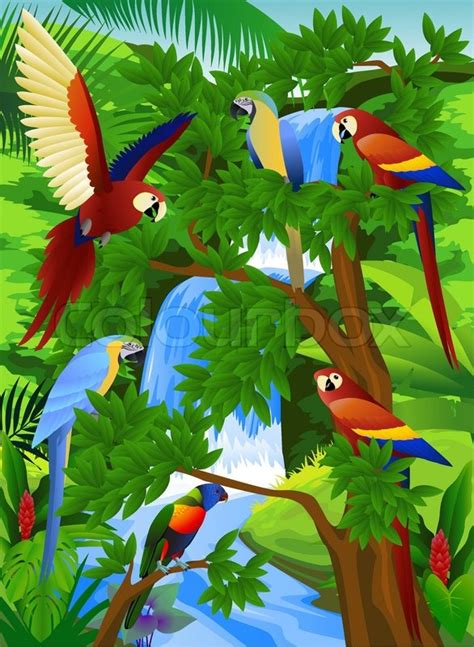 Beautiful Parrot In Nature Stock Vector Colourbox