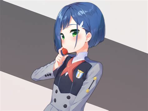 desktop wallpaper beautiful ichigo short blue hair anime girl hd